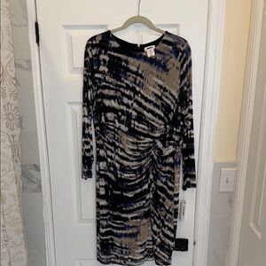 Stylish Women's Blue and Tan Dress